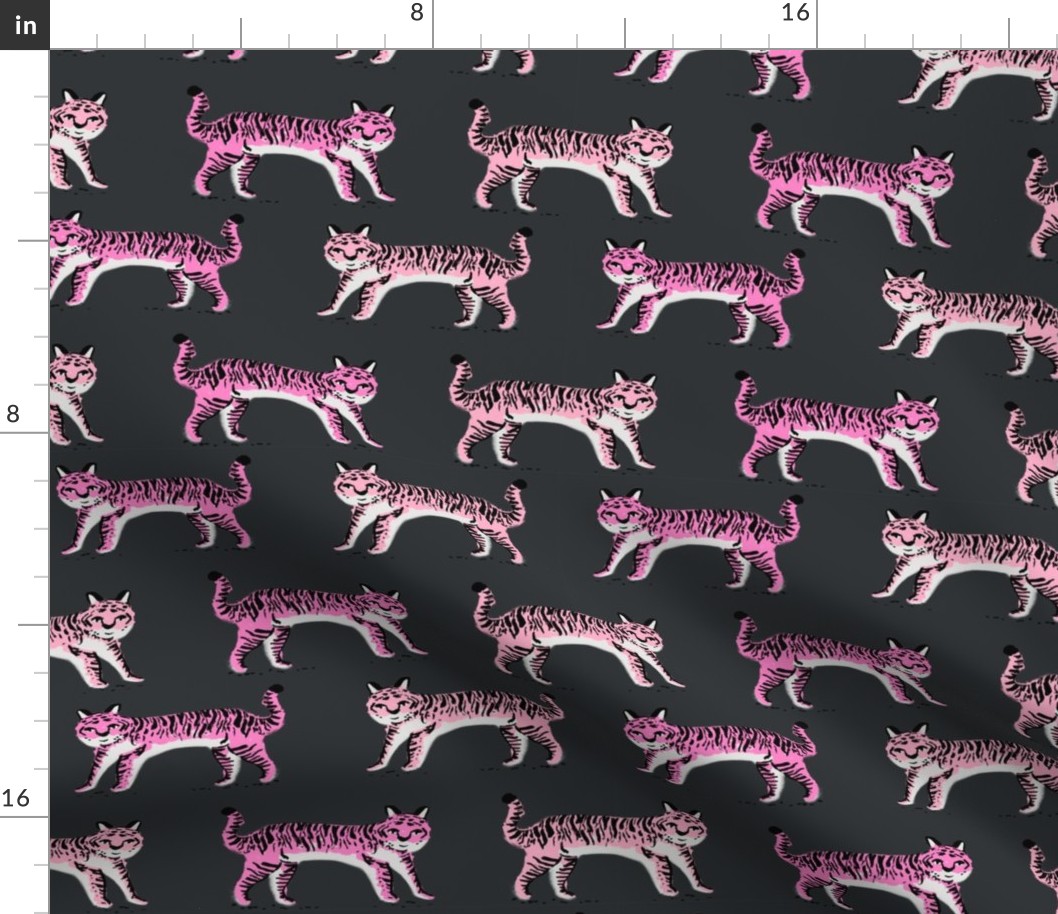 tiger fabric // tigers animals safari fabric - pink tigers