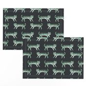 tiger fabric // tigers animals safari fabric - mint and charcoal