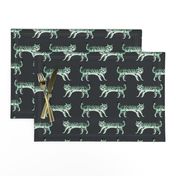 tiger fabric // tigers animals safari fabric - mint and charcoal