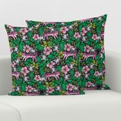 tropical tigers fabric // hibiscus palms palm plants summer print by andrea lauren - pink tigers