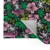 tropical tigers fabric // hibiscus palms palm plants summer print by andrea lauren - pink tigers