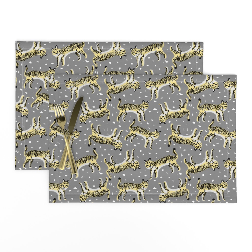 tigers fabric // tiger animal safari fabric andrea lauren - grey and yellow