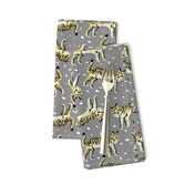 tigers fabric // tiger animal safari fabric andrea lauren - grey and yellow