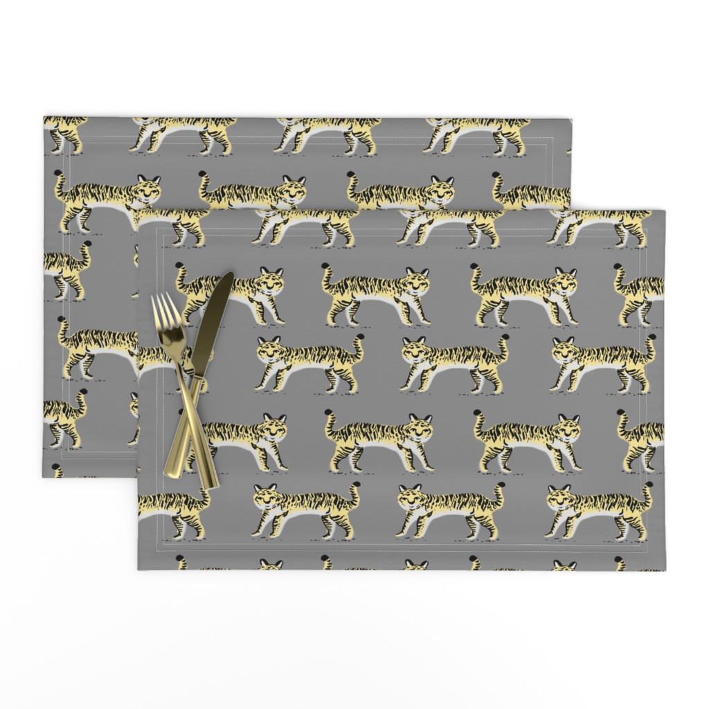 tiger fabric // tigers animals safari fabric - pastel yellow