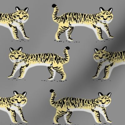 tiger fabric // tigers animals safari fabric - pastel yellow
