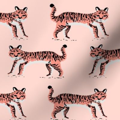 tiger fabric // tigers animals safari fabric - blush