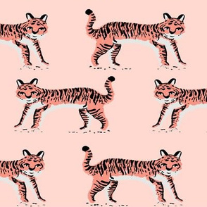 tiger fabric // tigers animals safari fabric - blush