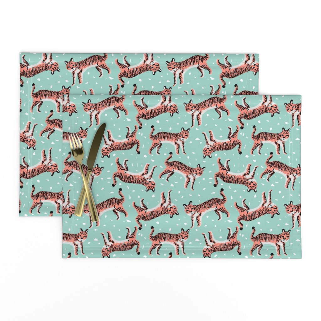 tigers fabric // tiger animal safari fabric andrea lauren - blue