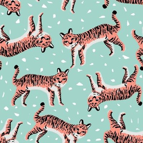 tigers fabric // tiger animal safari fabric andrea lauren - blue