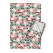 tropical tigers fabric // hibiscus palms palm plants summer print by andrea lauren - blush and pink