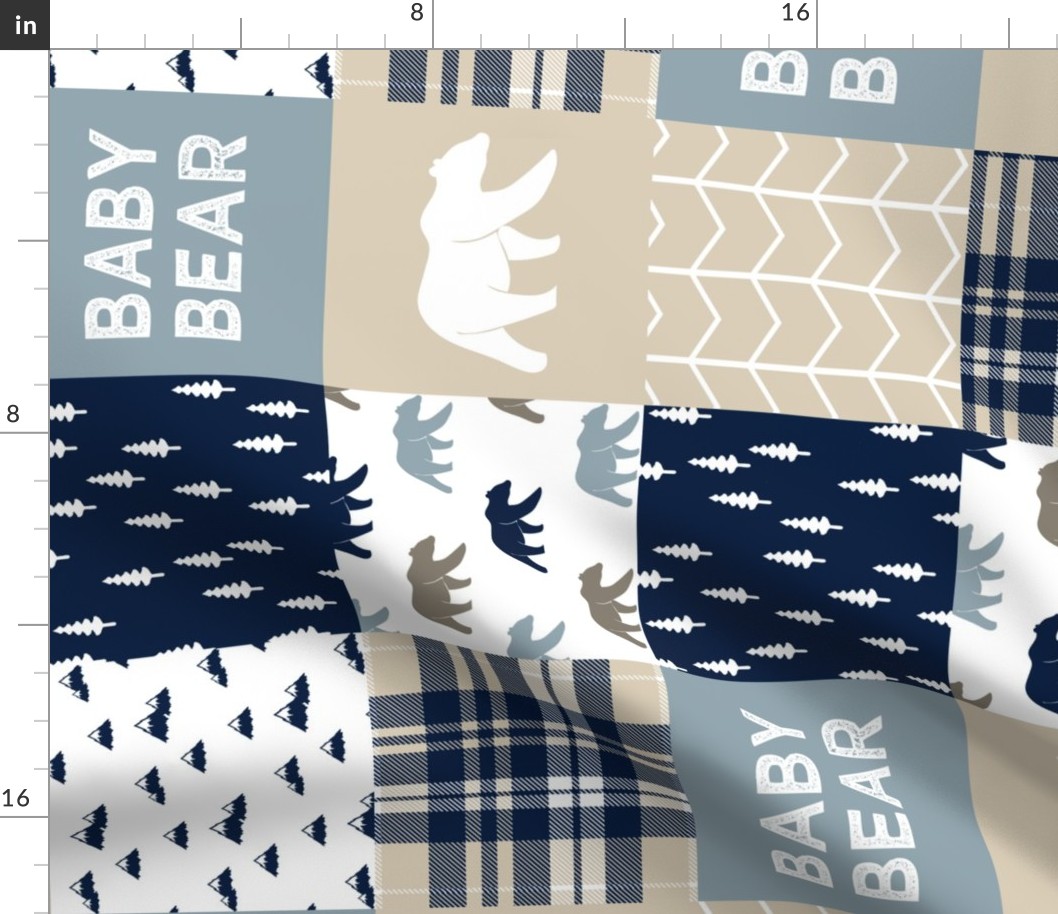 baby bear patchwork quilt top (90) || tan chevron