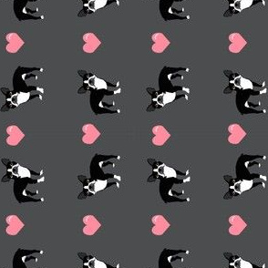 boston terrier heart love fabric cute dogs and hearts fabric