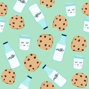 milk and cookies baby fabric cute food nursery design mint