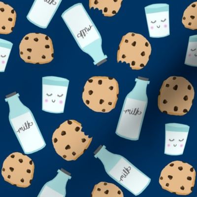 milk and cookies baby fabric cute food nursery design navy