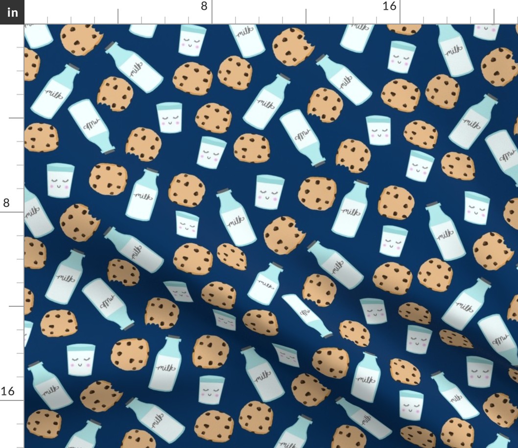 milk and cookies baby fabric cute food nursery design navy