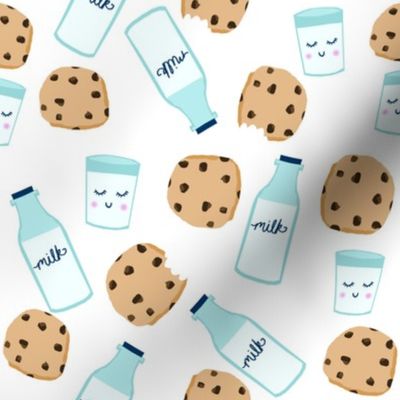 milk and cookies baby fabric cute food nursery design white