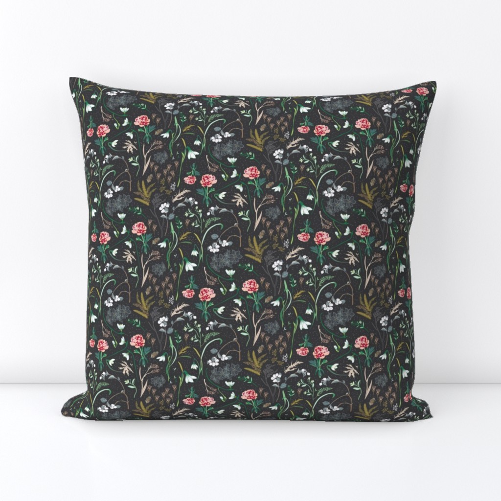 Enchanted Floral (charcoal) SMALL