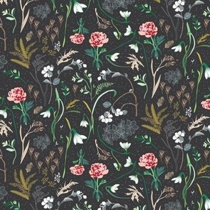 Enchanted Floral (charcoal) SMALL