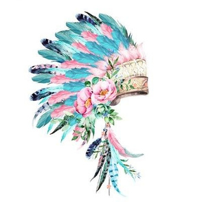 8" Pink &  Aqua Headdress
