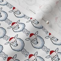 Christmas sheep wearing a Santa Hat.