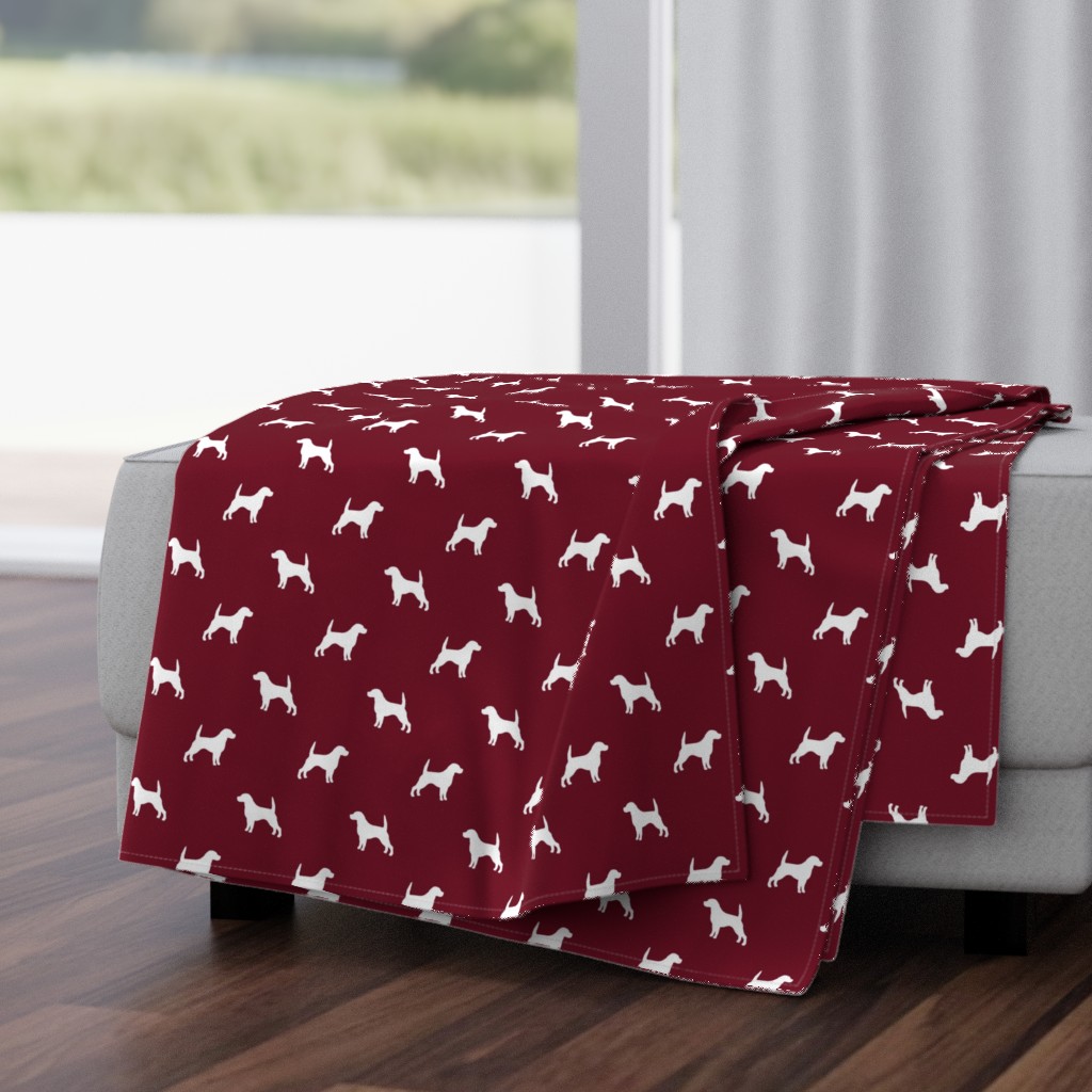 Beagle Silhouette basic dog breed fabric ruby