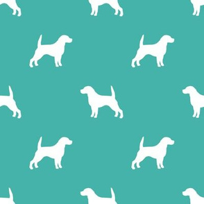 Beagle Silhouette basic dog breed fabric turquoise