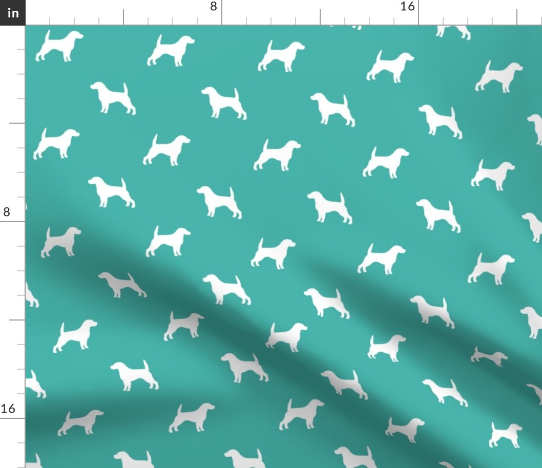 Beagle Silhouette basic dog breed fabric turquoise