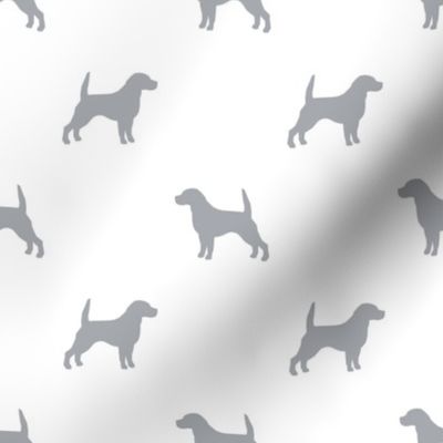 Beagle Silhouette basic dog breed fabric white grey