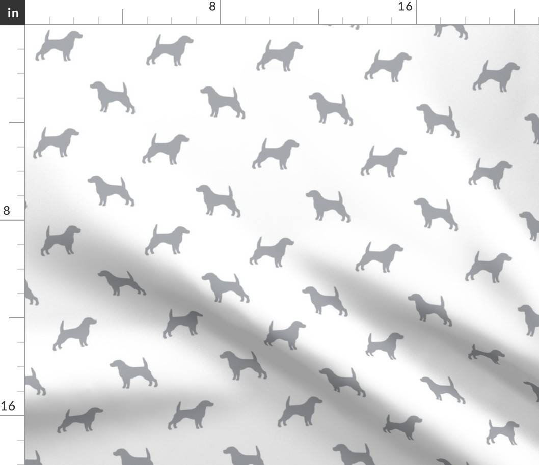 Beagle Silhouette basic dog breed fabric white grey