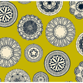 mandala cirque spot chartreuse tea towel