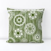 mandala cirque spot green white tea towel