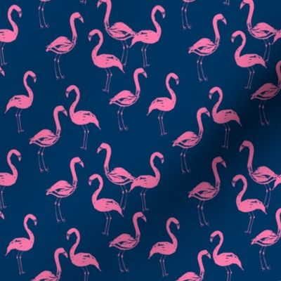 flamingo fabric navy and pink flamingos