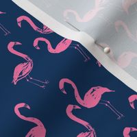 flamingo fabric navy and pink flamingos