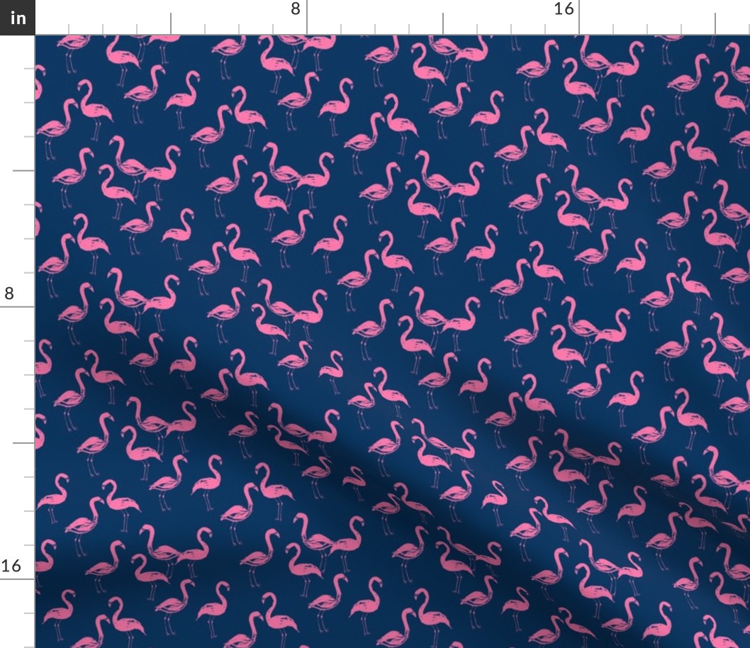 flamingo fabric navy and pink flamingos