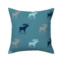 Big Moose - teal, navy, grey - Winslow Woodland