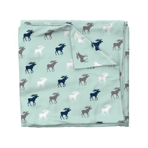 Moose- navy, grey, white on mint