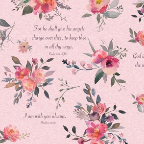 Scripture for Her Floral on pink linen