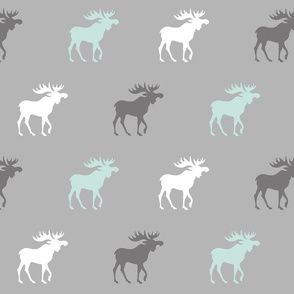 Big Moose - mint, white and greys - 