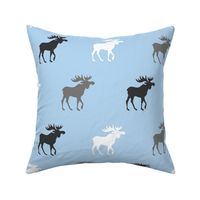 Big Moose - grey, white, black on baby blue