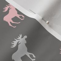 Little Moose - pink, black, grays - Baby Girl Woodland