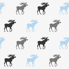 Big Moose - baby blue and grey on silver