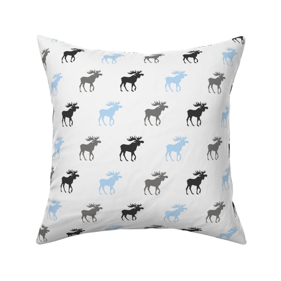 Little Moose - baby blue and grey on silver 