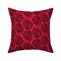 Isolated Black Triple Paisley on Red