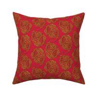 Mock Gilt Isolated Triple Paisley on Red