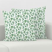 Tropical Leaves Palm Leaf Frawn Banana Water Color on White