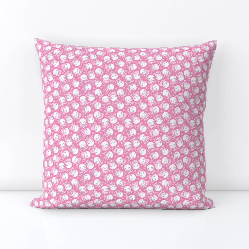 tiny octopus-with-sleepy-eyes-white-on-pink