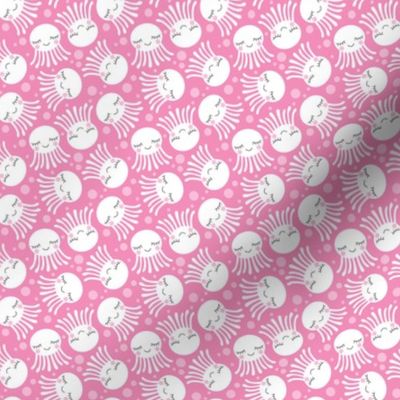 tiny octopus-with-sleepy-eyes-white-on-pink