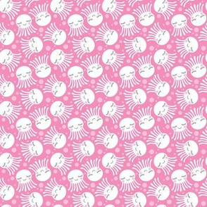 tiny octopus-with-sleepy-eyes-white-on-pink