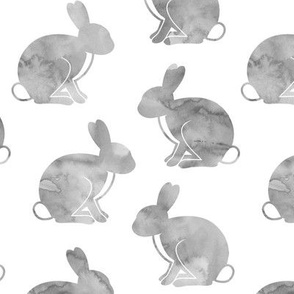 3" watercolor bunnies || easter fabric - grey