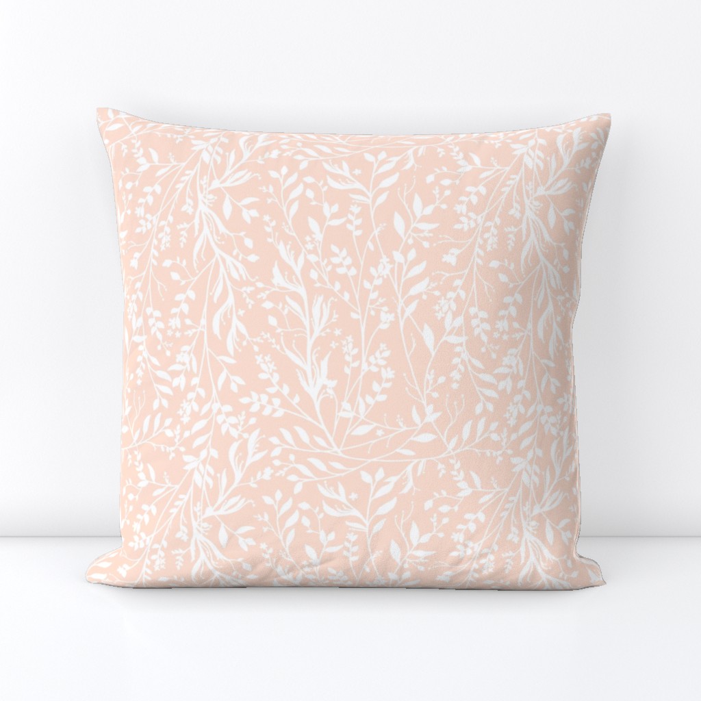 TANGLED, White on Pale Peach